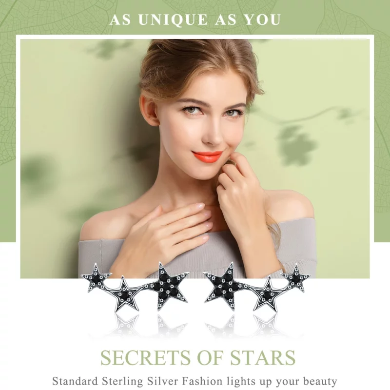 (image pour) Clous d'Oreilles Style PANDORA Secrets d'étoiles - SCE292 - Afficher 2