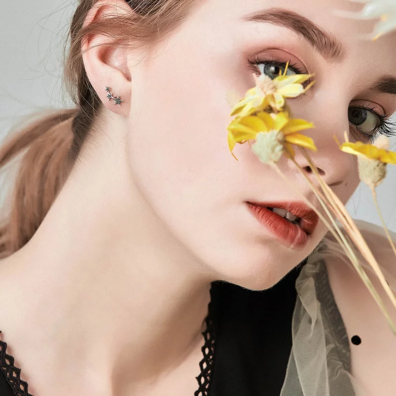 (image pour) Clous d'Oreilles Style PANDORA Secrets d'étoiles - SCE292 - Afficher 3