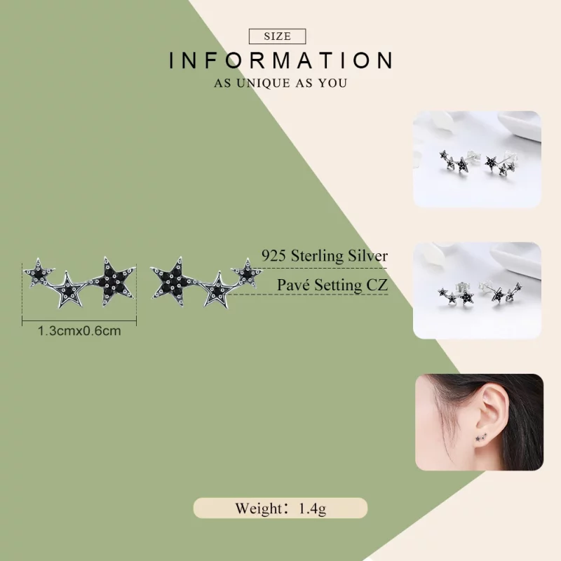 (image pour) Clous d'Oreilles Style PANDORA Secrets d'étoiles - SCE292 - Afficher 4