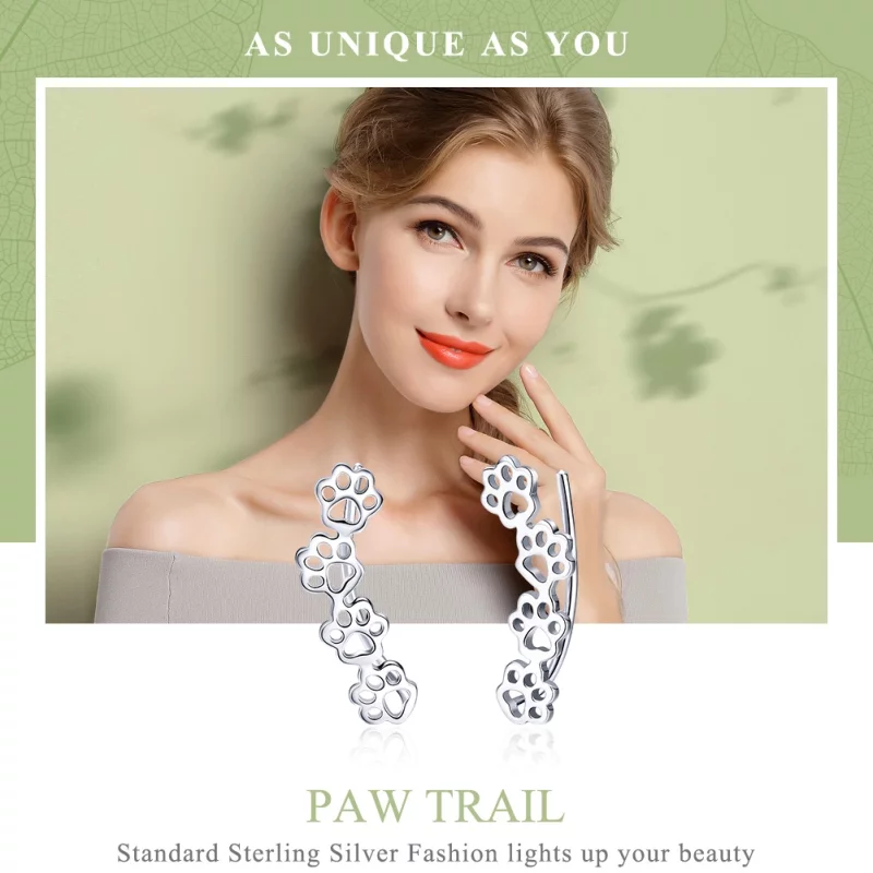 (image pour) Clous d'Oreilles Style PANDORA Sentier des pattes - SCE430 - Afficher 2