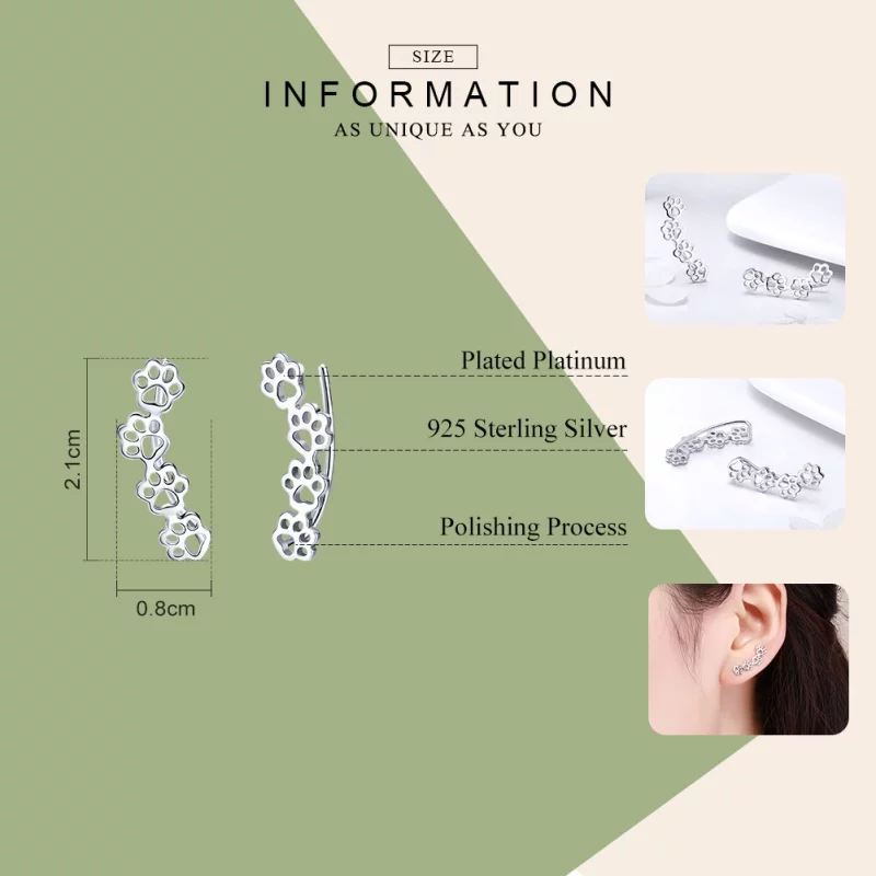 (image pour) Clous d'Oreilles Style PANDORA Sentier des pattes - SCE430 - Afficher 3