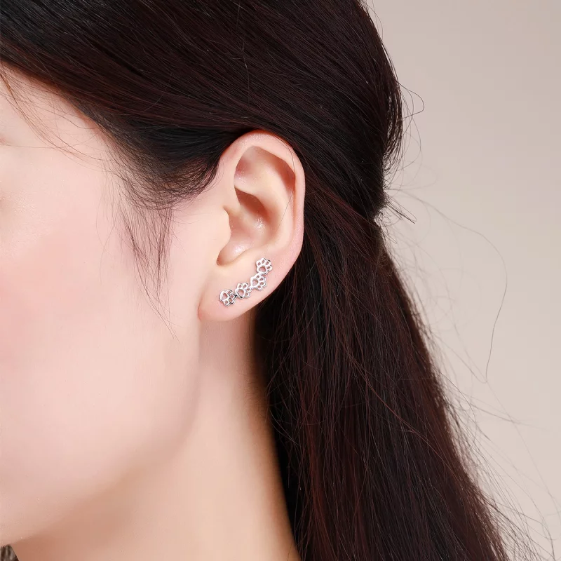 (image pour) Clous d'Oreilles Style PANDORA Sentier des pattes - SCE430 - Afficher 6