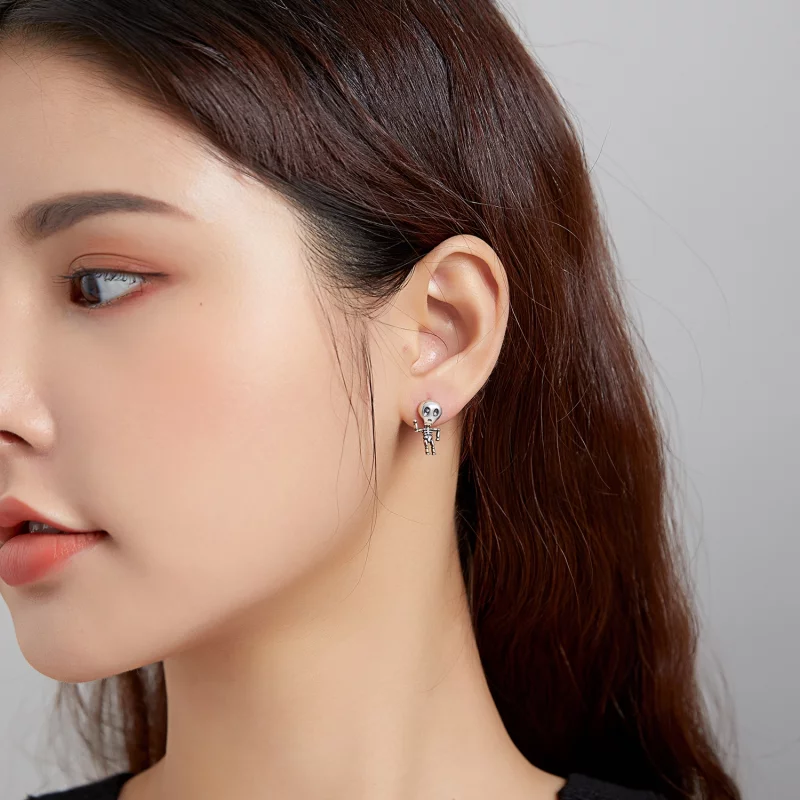 (image pour) Clous d'Oreilles Style PANDORA Squelette cool - SCE1110 - Afficher 5