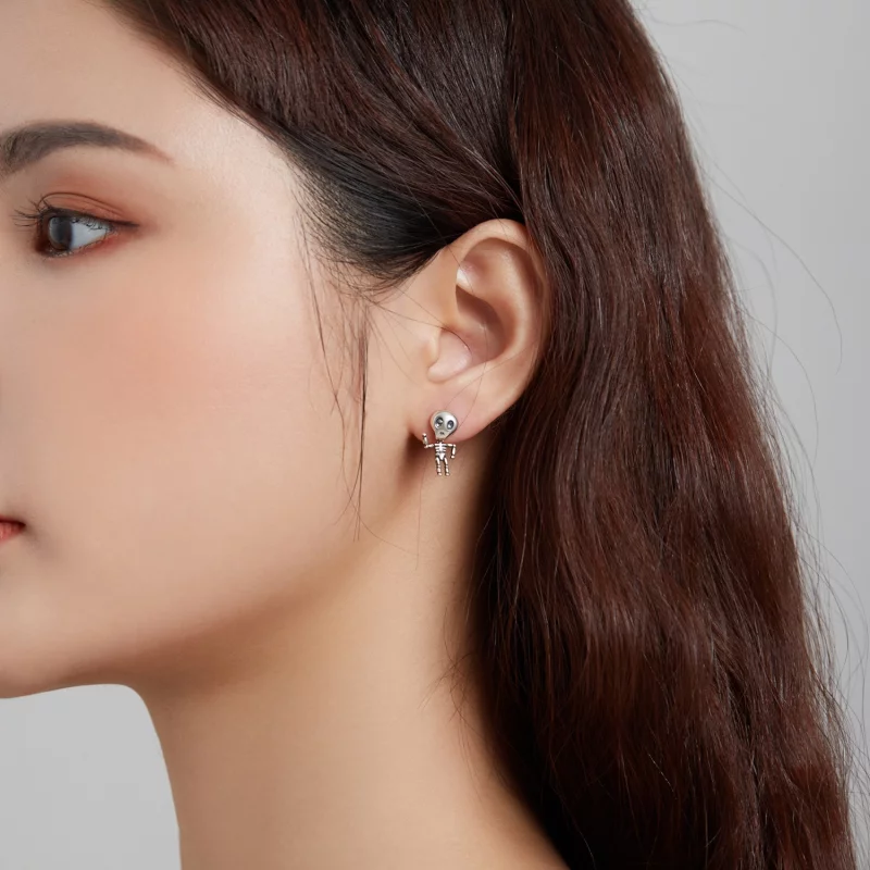 (image pour) Clous d'Oreilles Style PANDORA Squelette cool - SCE1110 - Afficher 6