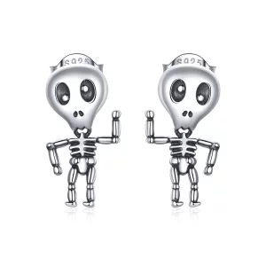 (image pour) Clous d'Oreilles Style PANDORA Squelette cool - SCE1110