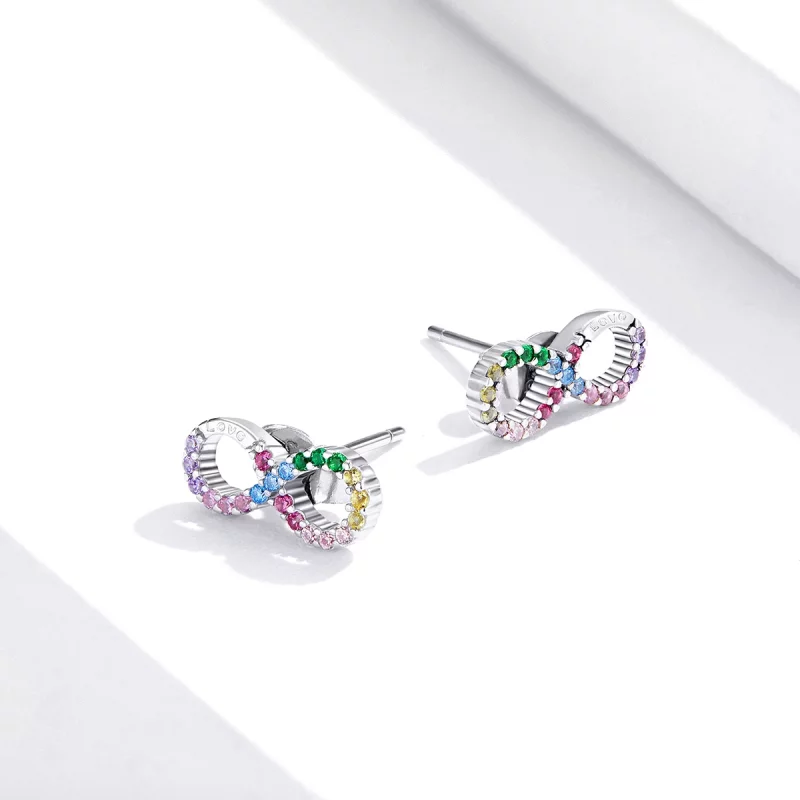 (image pour) Clous d'Oreilles Style PANDORA Symbole coloré de l'infini - SCE893 - Afficher 4