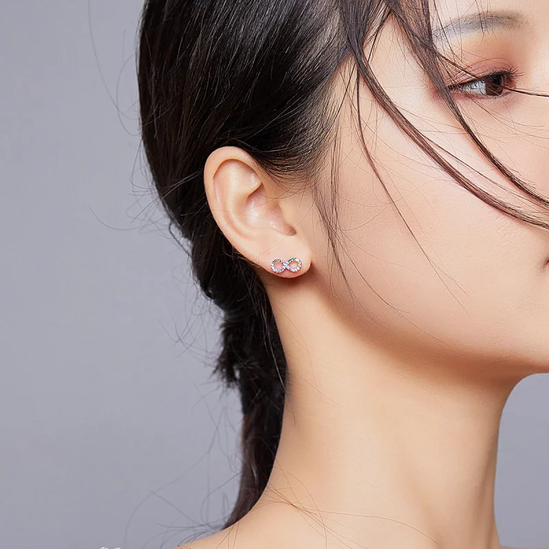 (image pour) Clous d'Oreilles Style PANDORA Symbole coloré de l'infini - SCE893 - Afficher 5