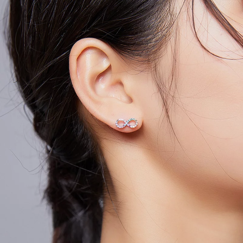 (image pour) Clous d'Oreilles Style PANDORA Symbole coloré de l'infini - SCE893 - Afficher 7