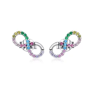 (image pour) Clous d'Oreilles Style PANDORA Symbole coloré de l'infini - SCE893