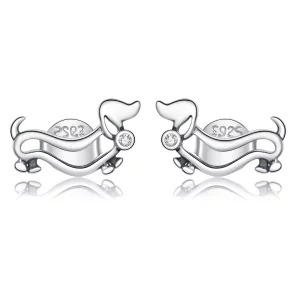Clous d'Oreilles Style PANDORA Teckel - SCE952 (image pour) Clous d'Oreilles Style PANDORA Teckel - SCE952