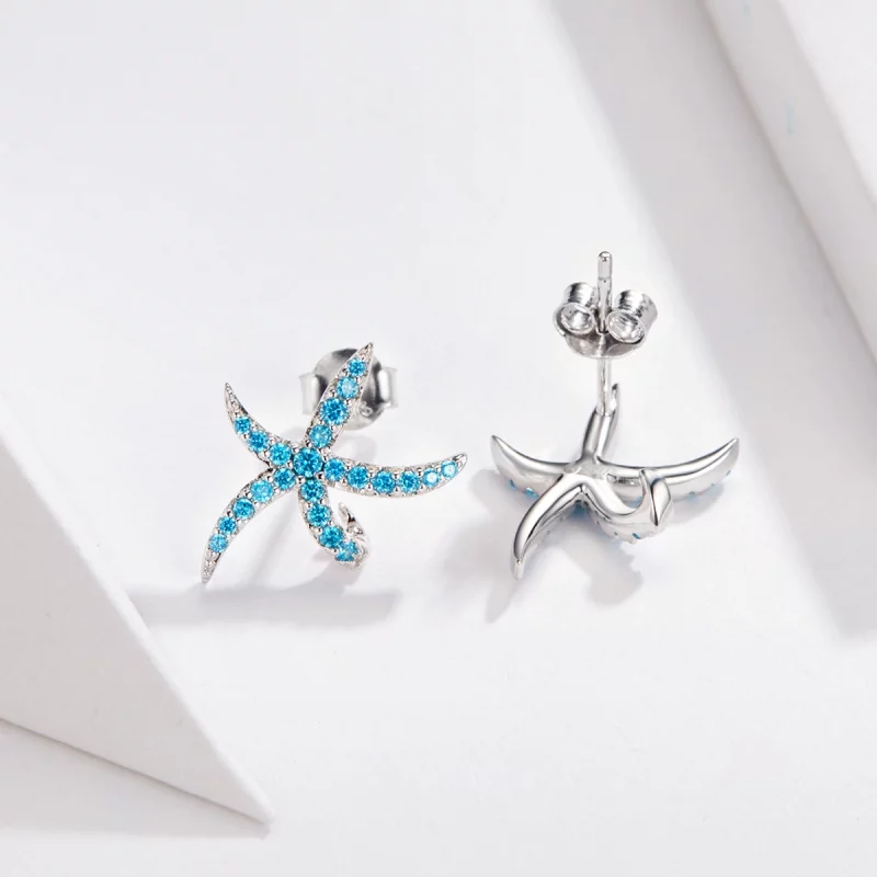 (image pour) Clous d'Oreilles Style PANDORA Étoile de mer - BSE136 - Afficher 2