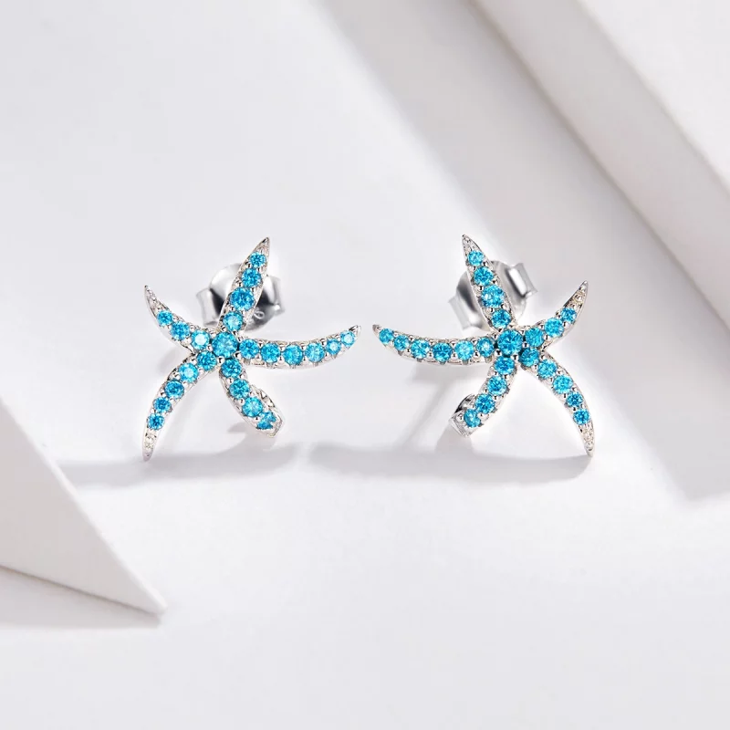 (image pour) Clous d'Oreilles Style PANDORA Étoile de mer - BSE136 - Afficher 4