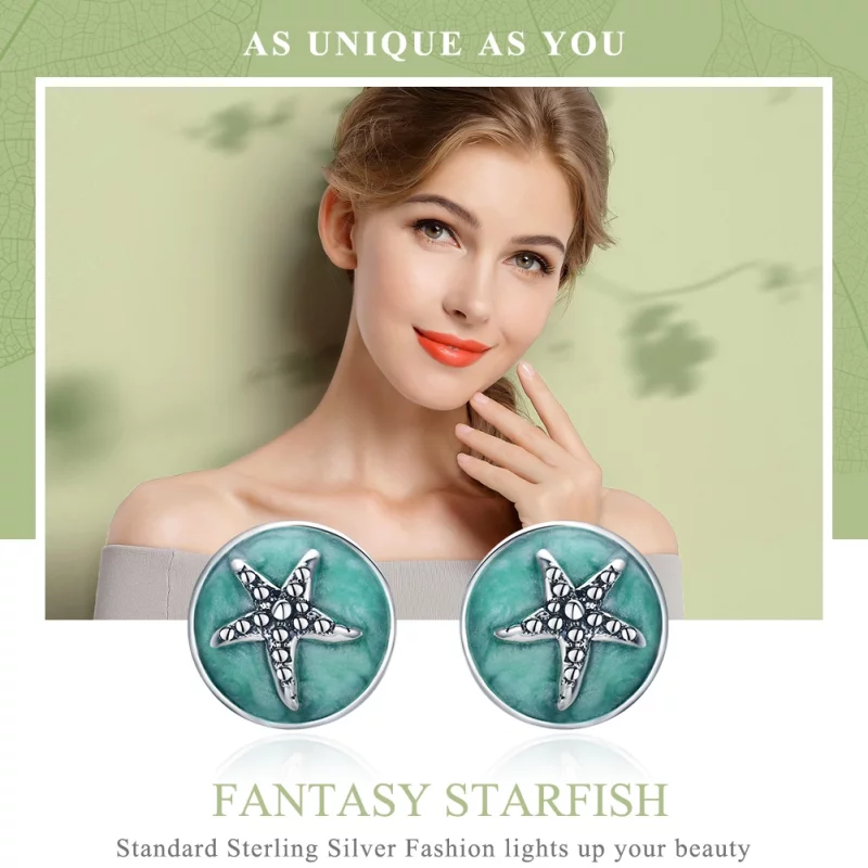 (image pour) Clous d'Oreilles Style PANDORA Étoile de mer fantastique - SCE205 - Afficher 2