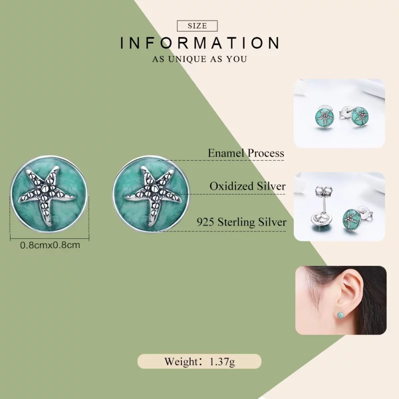 (image pour) Clous d'Oreilles Style PANDORA Étoile de mer fantastique - SCE205 - Afficher 4