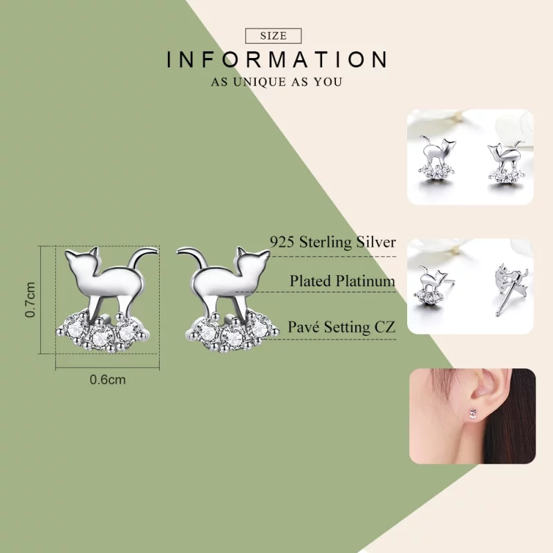 (image pour) Clous d'Oreilles Style PANDORA Étoile miaou - SCE537 - Afficher 2