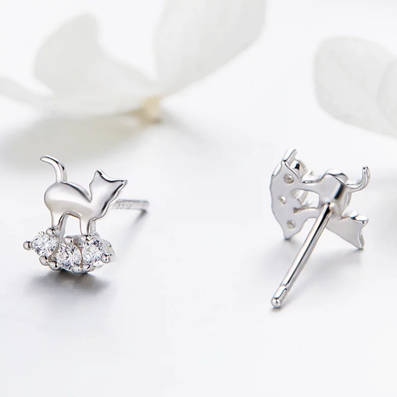 (image pour) Clous d'Oreilles Style PANDORA Étoile miaou - SCE537 - Afficher 4