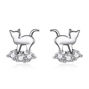 (image pour) Clous d'Oreilles Style PANDORA Étoile miaou - SCE537