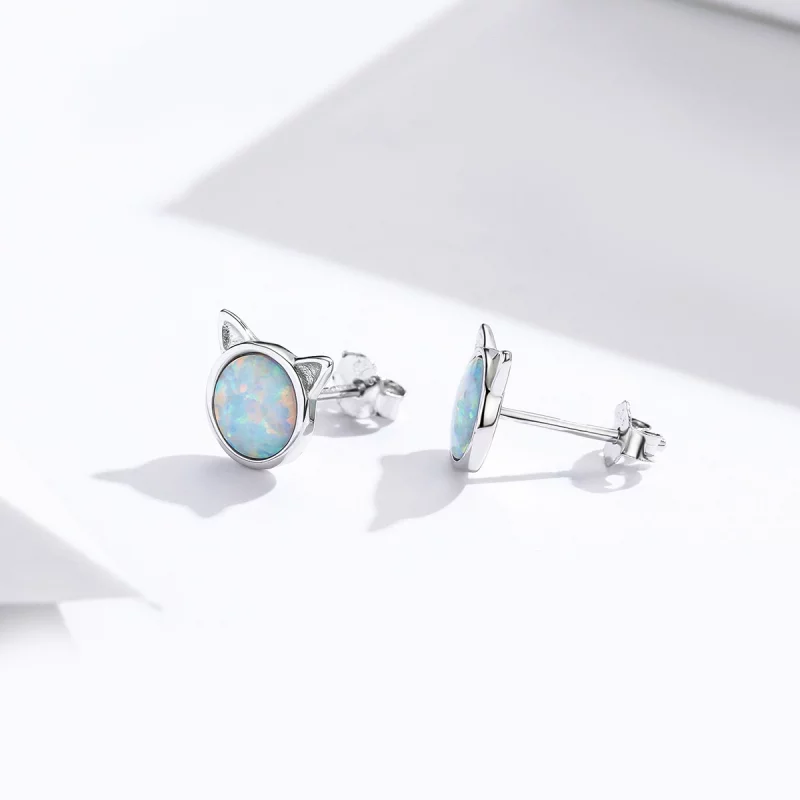 (image pour) Clous d'Oreilles Style PANDORA Étoile miaou - SCE538-Q - Afficher 4