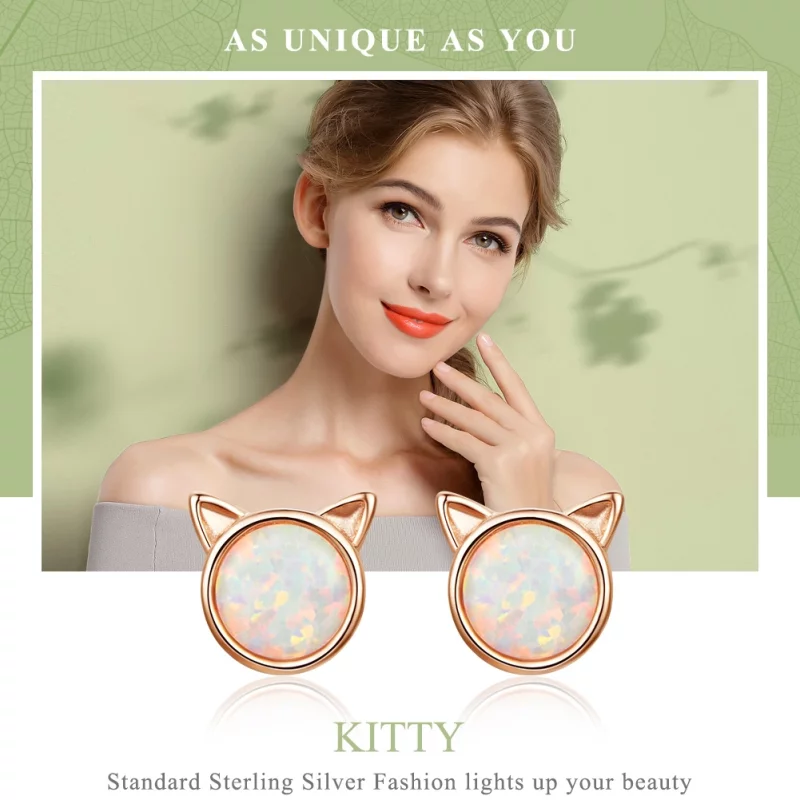 (image pour) Clous d'Oreilles Style PANDORA Étoile miaou - SCE538 - Afficher 3