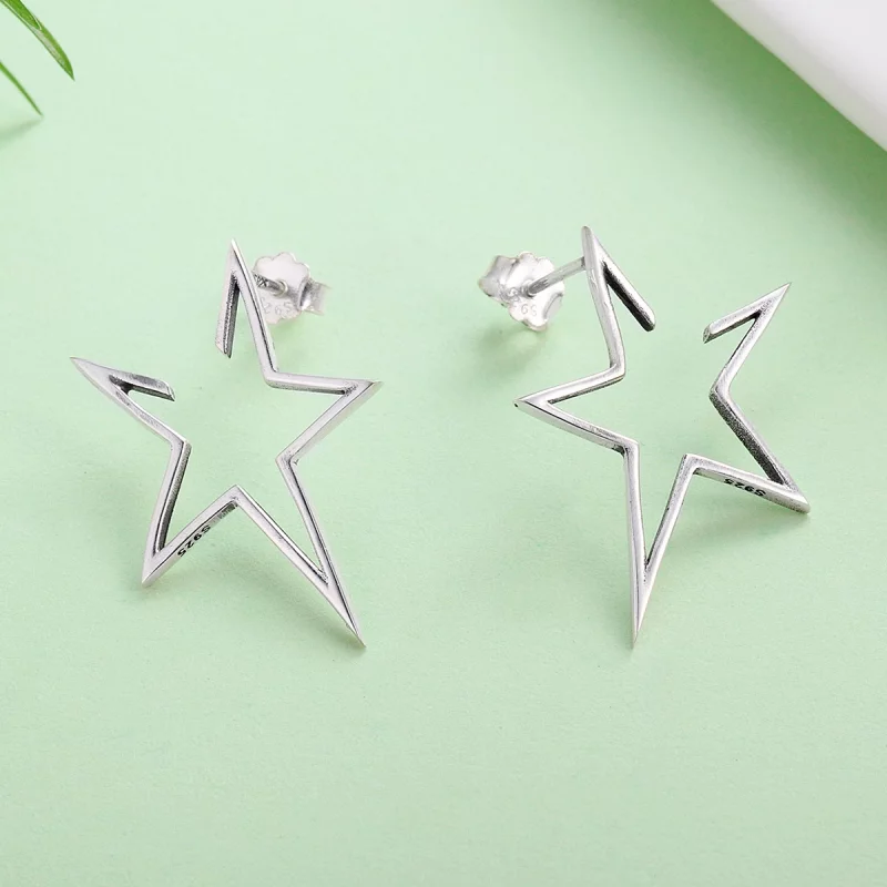 (image pour) Clous d'Oreilles Style PANDORA Étoile moderne - SCE107 - Afficher 5