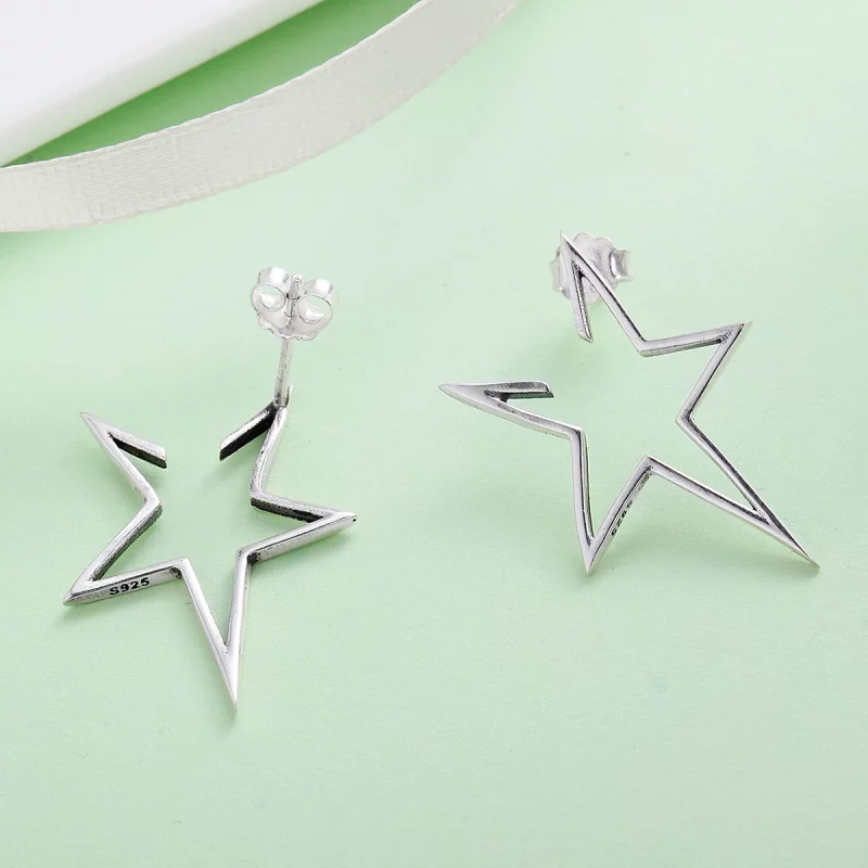 (image pour) Clous d'Oreilles Style PANDORA Étoile moderne - SCE107 - Afficher 6