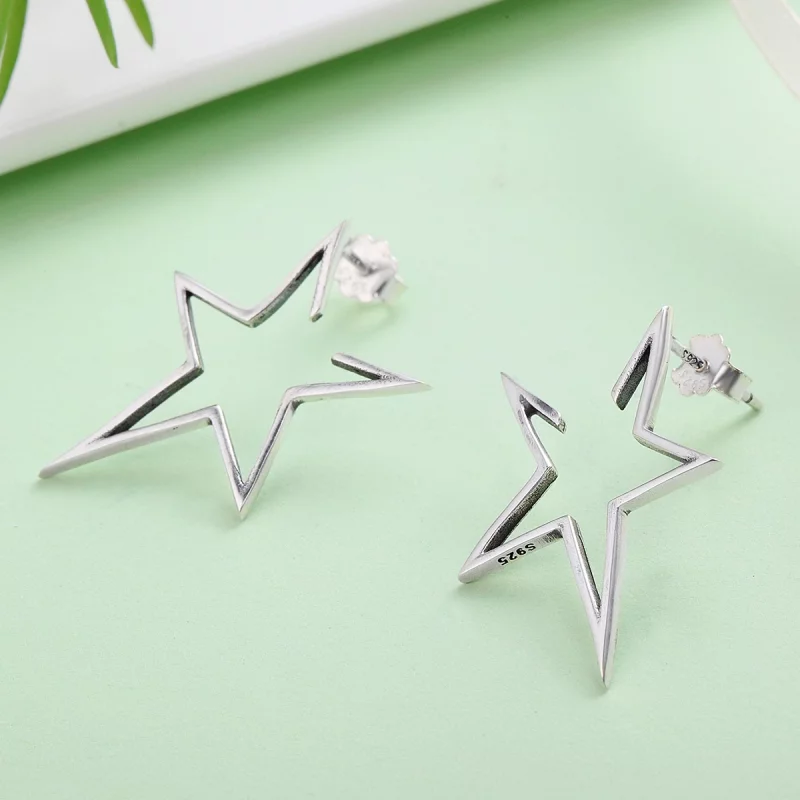 (image pour) Clous d'Oreilles Style PANDORA Étoile moderne - SCE107 - Afficher 7