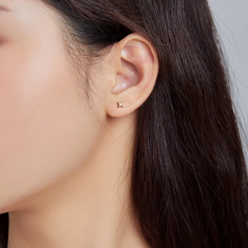 (image pour) Clous d'Oreilles Style PANDORA Étoiles d'or - SCE1117 - Afficher 5