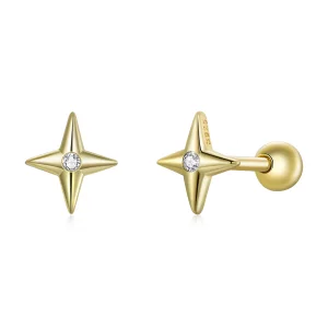 Clous d'Oreilles Style PANDORA Étoiles d'or - SCE1117 (image pour) Clous d'Oreilles Style PANDORA Étoiles d'or - SCE1117