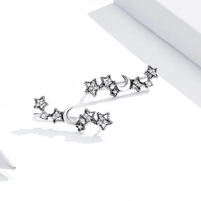 (image pour) Clous d'Oreilles Style PANDORA étoiles et lune - SCE926 - Afficher 4