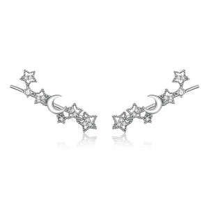 (image pour) Clous d'Oreilles Style PANDORA étoiles et lune - SCE926