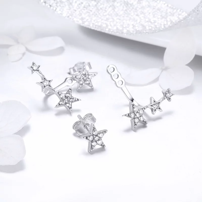 (image pour) Clous d'Oreilles Style PANDORA Étoiles - SCE448 - Afficher 4