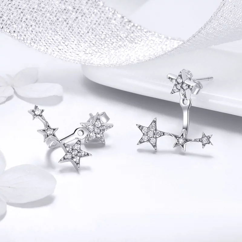 (image pour) Clous d'Oreilles Style PANDORA Étoiles - SCE448 - Afficher 5