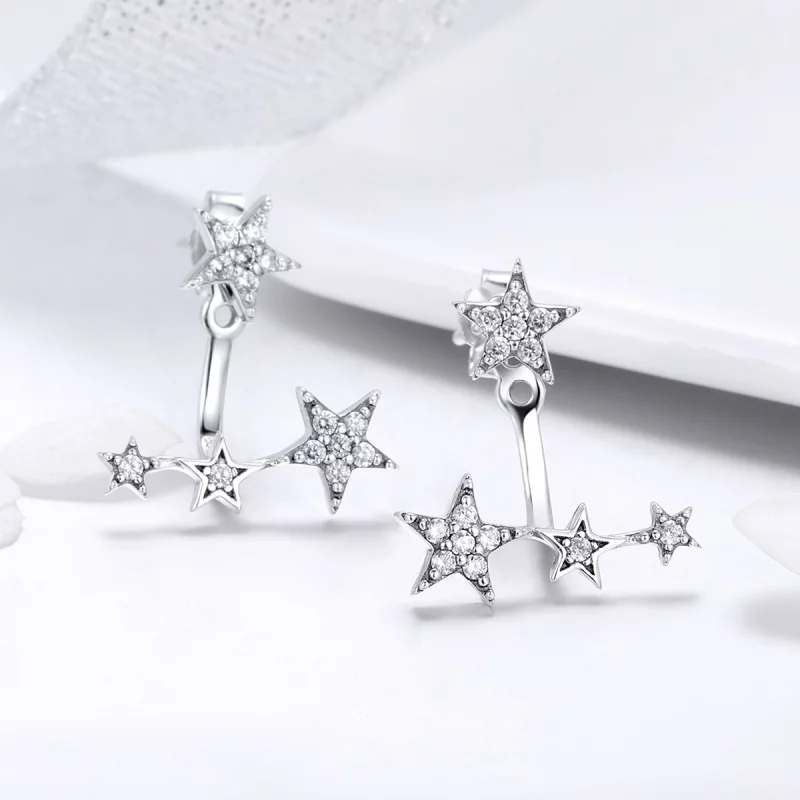 (image pour) Clous d'Oreilles Style PANDORA Étoiles - SCE448 - Afficher 6