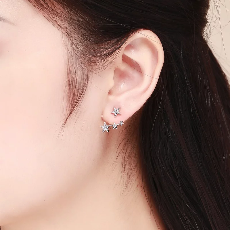 (image pour) Clous d'Oreilles Style PANDORA Étoiles - SCE448 - Afficher 7