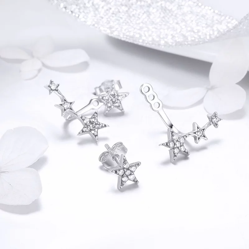 (image pour) Clous d'Oreilles Style PANDORA Étoiles - SCE448 - Afficher 8