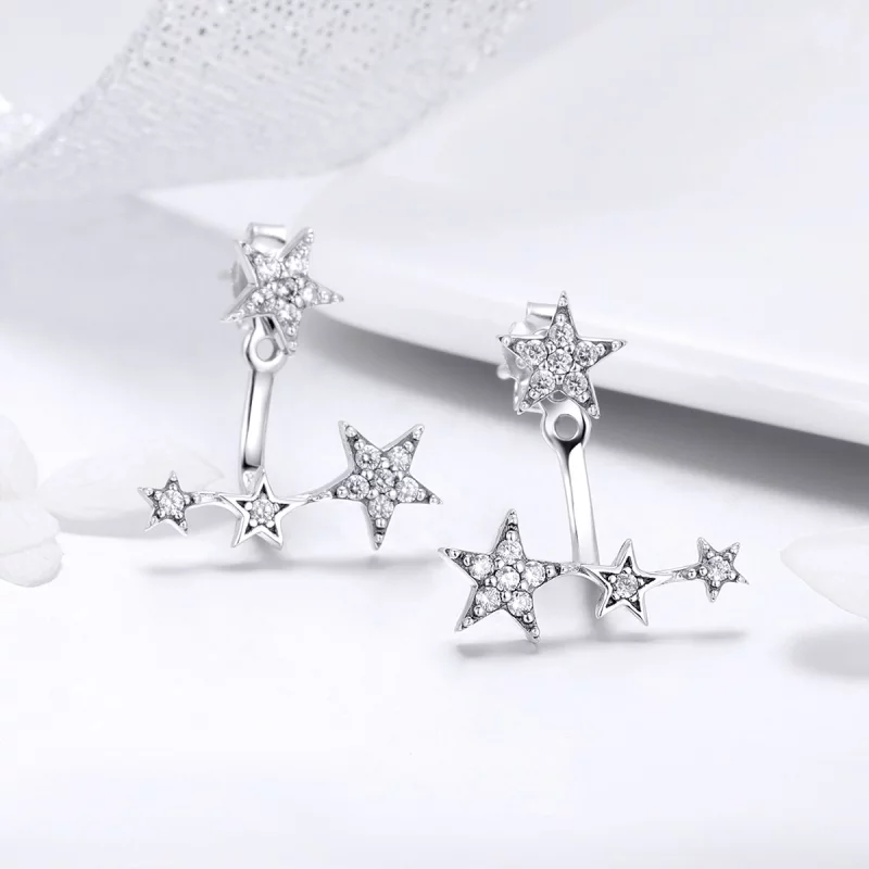 (image pour) Clous d'Oreilles Style PANDORA Étoiles - SCE448 - Afficher 9