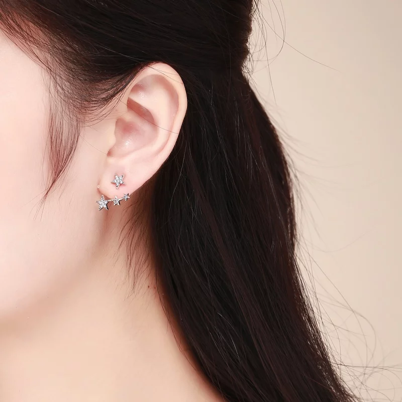 (image pour) Clous d'Oreilles Style PANDORA Étoiles - SCE448 - Afficher 10