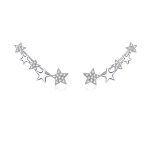 (image pour) Clous d'Oreilles Style PANDORA Étoiles sur chenilles d'oreille - BSE351