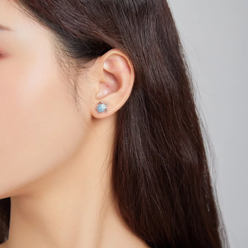 (image pour) Clous d'Oreilles Style PANDORA Tortue de mer - SCE1035 - Afficher 5