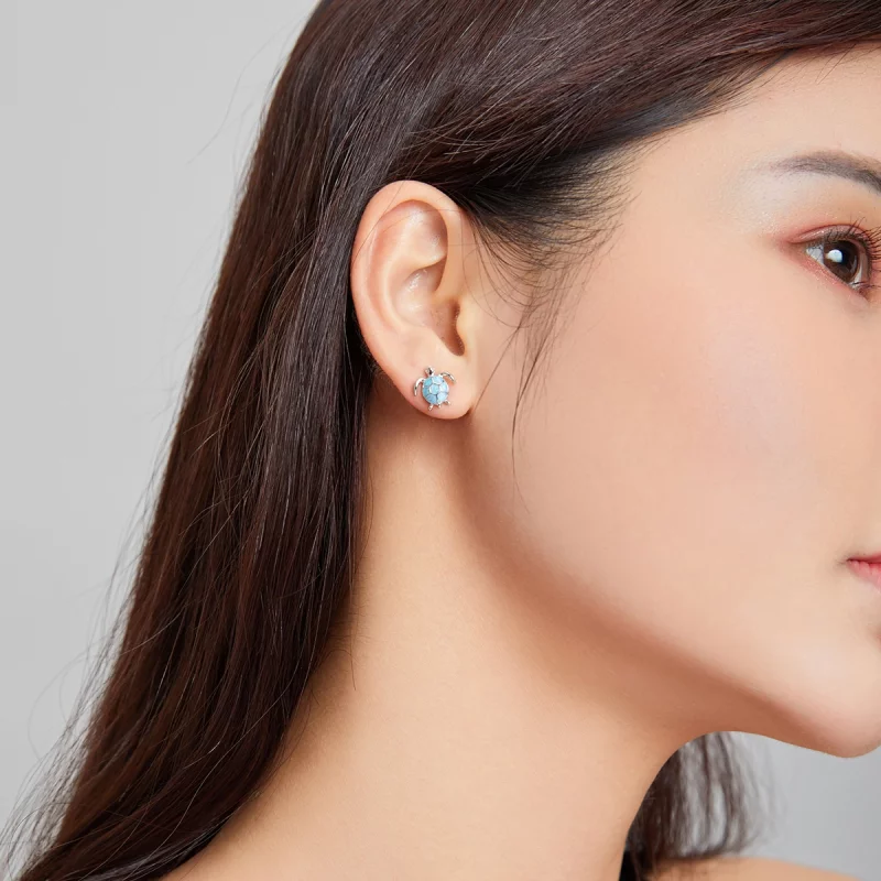 (image pour) Clous d'Oreilles Style PANDORA Tortue de mer - SCE1035 - Afficher 7