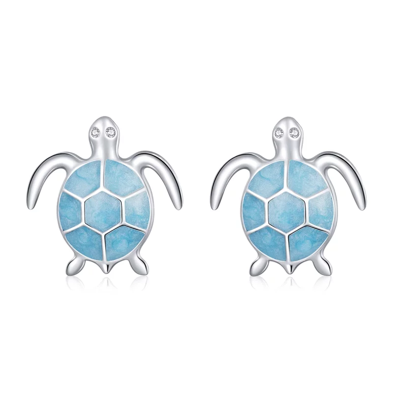 (image pour) Clous d'Oreilles Style PANDORA Tortue de mer - SCE1035