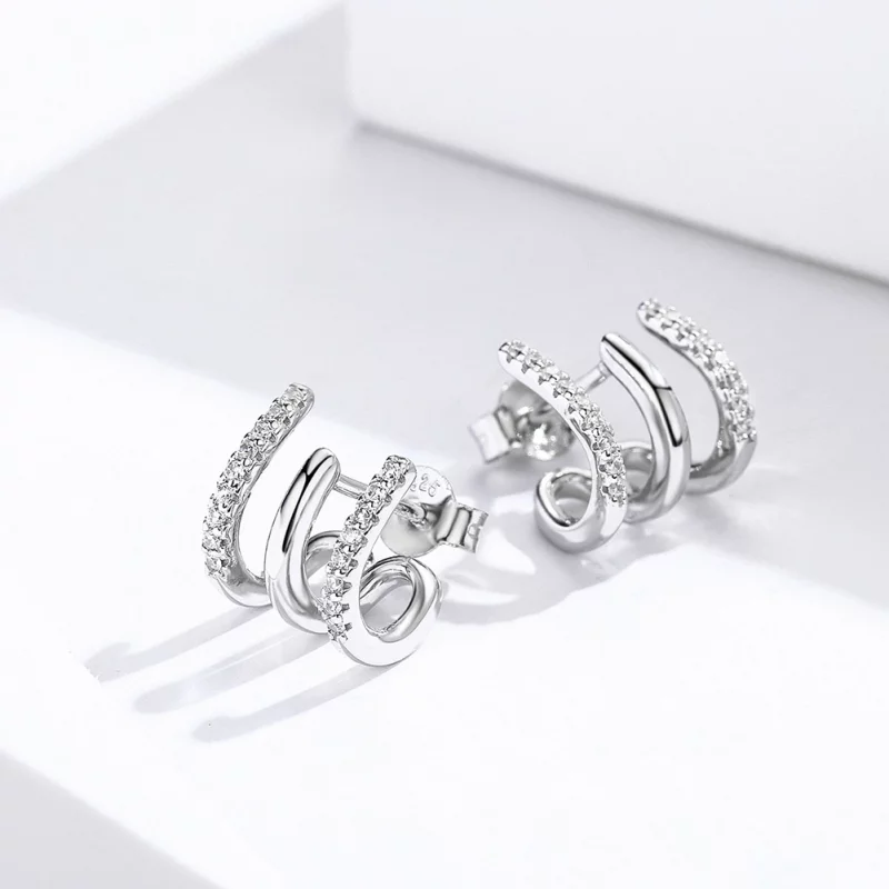 (image pour) Clous d'Oreilles Style PANDORA Tourner - SCE585 - Afficher 2