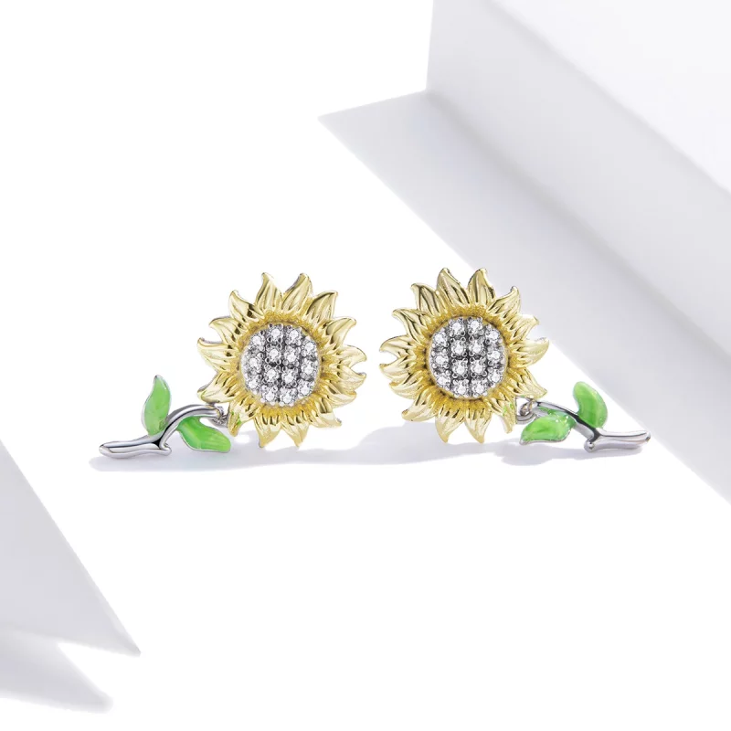 (image pour) Clous d'Oreilles Style PANDORA tournesol Bicolore - SCE919 - Afficher 2