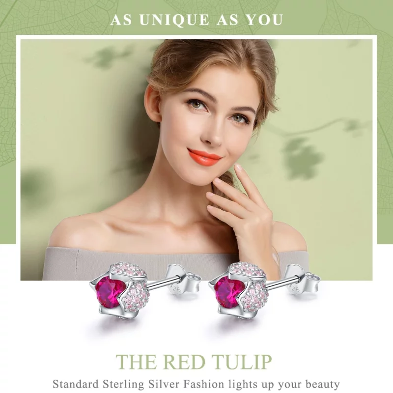 (image pour) Clous d'Oreilles Style PANDORA Tulipe - BSE042 - Afficher 6