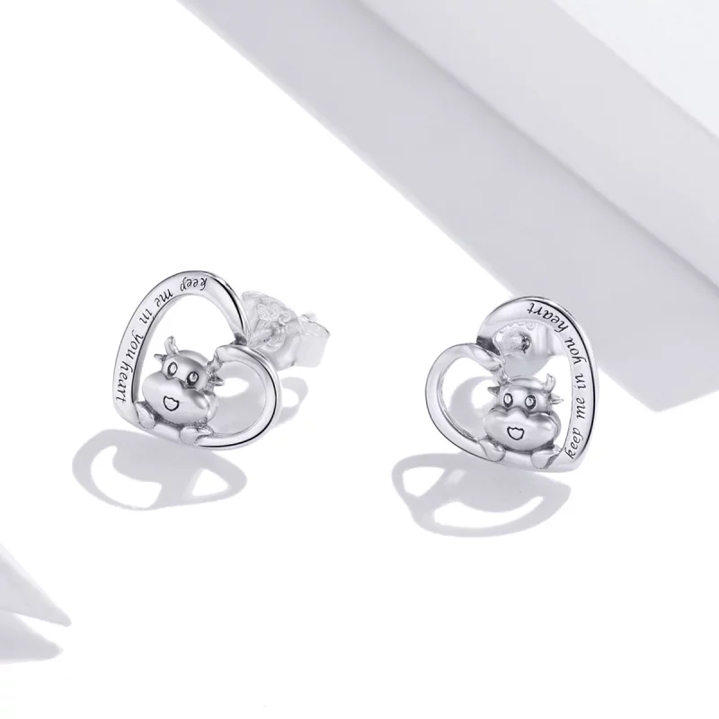 (image pour) Clous d'Oreilles Style PANDORA Vache mignonne - SCE984 - Afficher 2