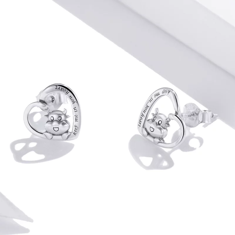 (image pour) Clous d'Oreilles Style PANDORA Vache mignonne - SCE984 - Afficher 3
