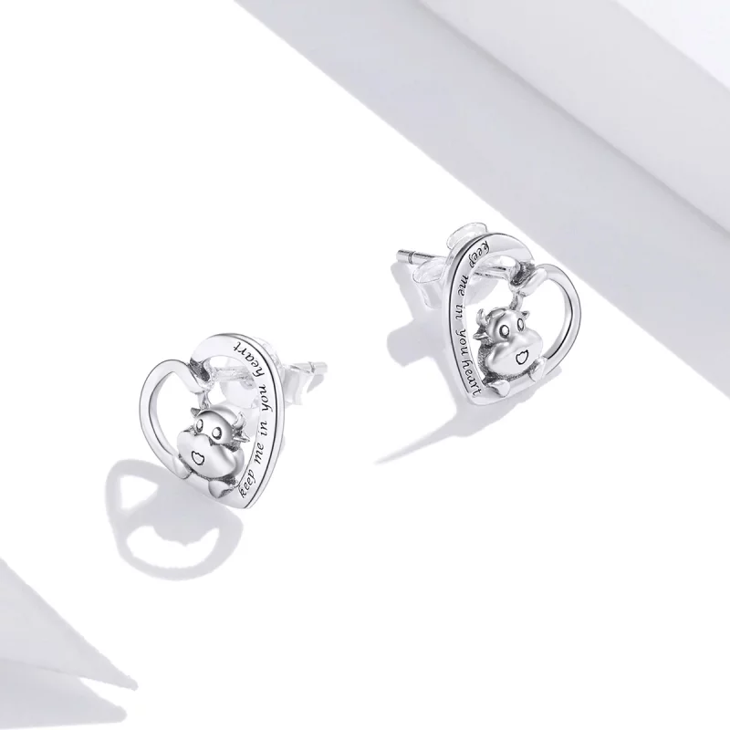 (image pour) Clous d'Oreilles Style PANDORA Vache mignonne - SCE984 - Afficher 4