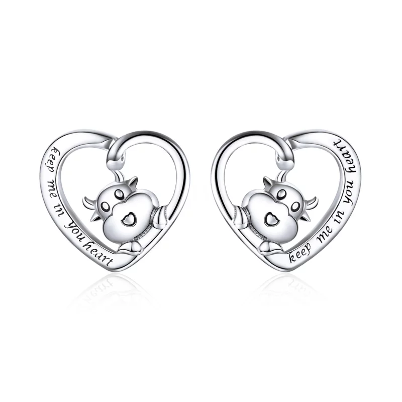 (image pour) Clous d'Oreilles Style PANDORA Vache mignonne - SCE984