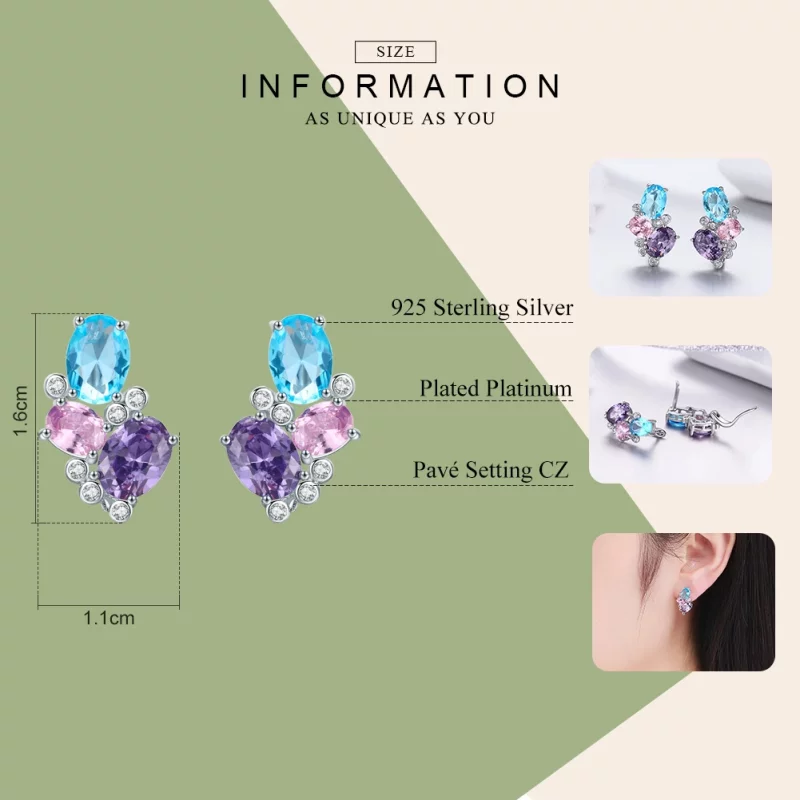 (image pour) Clous d'Oreilles Style PANDORA Zircon coloré - SCE579 - Afficher 2