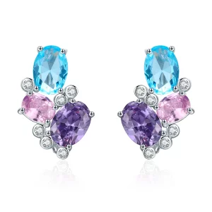 (image pour) Clous d'Oreilles Style PANDORA Zircon coloré - SCE579